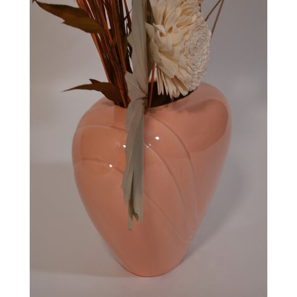 Royal Haeger Peach Art Deco Vase #4342 Vintage 1980s Blush Pink Ceramic - Picture 3 of 4